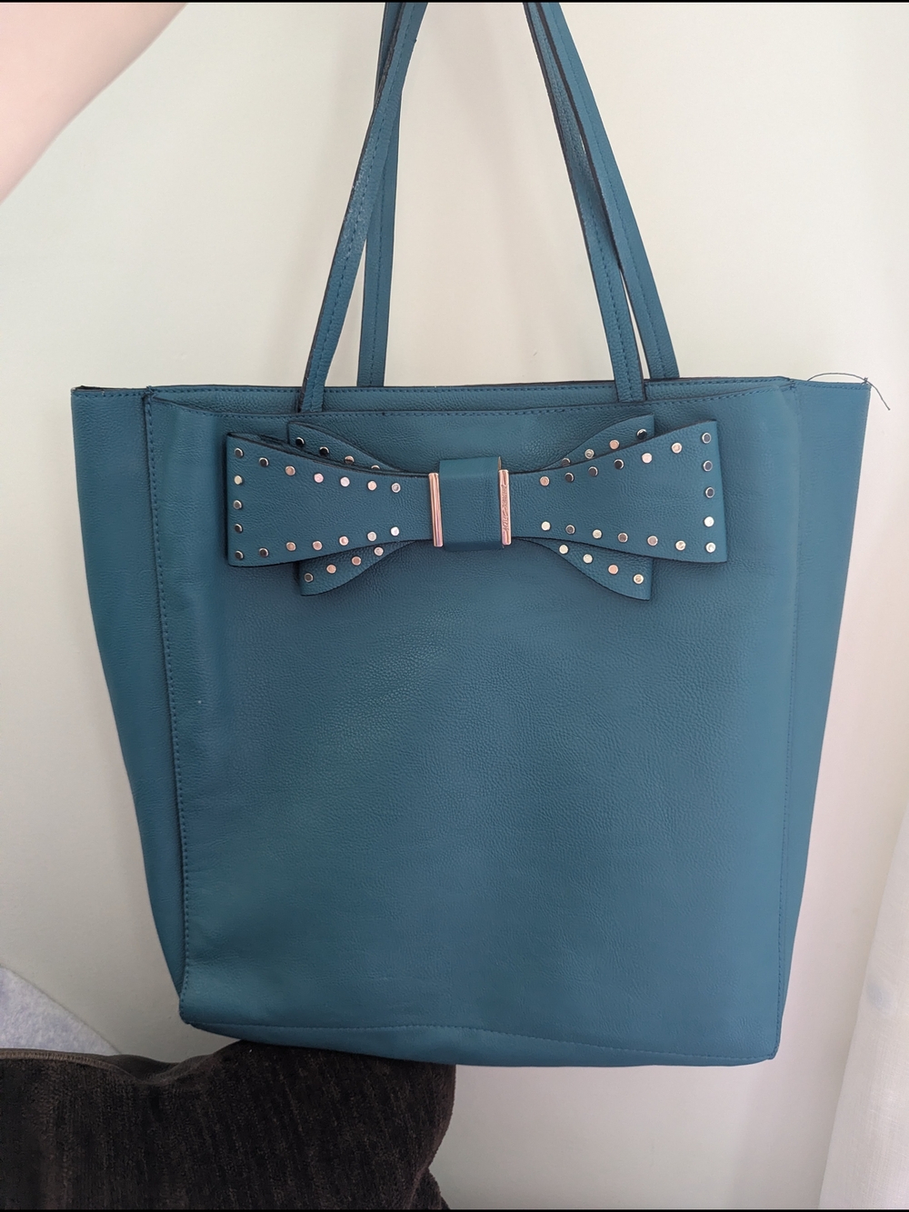 Betsey Johnson Teal Bow Tote Bag with Stud Detail
